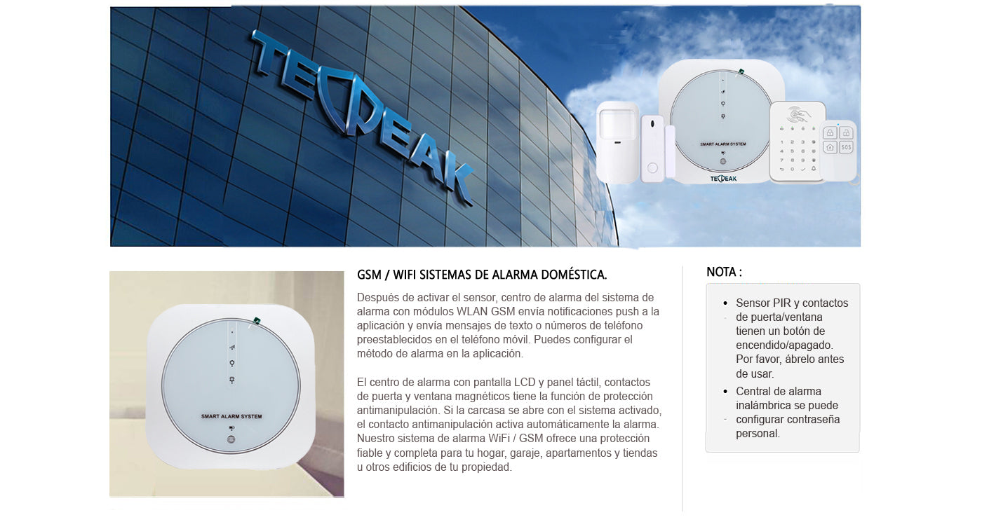 Alarma Wifi Inteligente Con Pantalla Y Sensores – TecnoHogarJS